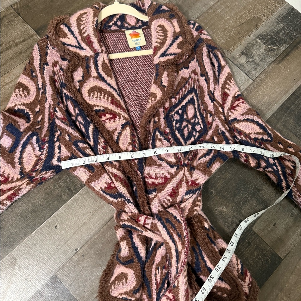 Farm Rio Pineapple Ikat Oversized Cardigan Sweater Belted M - Picture 5 of 9